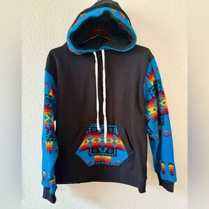 ALEGIA Men's Peru Aztec Tribal Ethnic  Print Pullover Wool Blend Hoodie SZ M